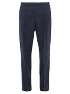 Matchesfashion.com Maison Margiela - Pintucked-pleat Virgin Wool-crepe Trousers - Mens - Navy