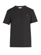Matchesfashion.com Ami - Logo Embroidered Cotton T Shirt - Mens - Navy