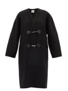 Totme - V-neck Brushed-wool Coat - Womens - Black