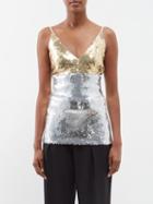 Victoria Beckham - Sequinned Cami Top - Womens - Gold Silver