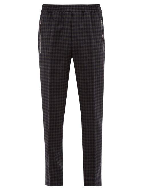 Matchesfashion.com Stella Mccartney - Piet Checked Wool Blend Twill Trousers - Mens - Grey Multi