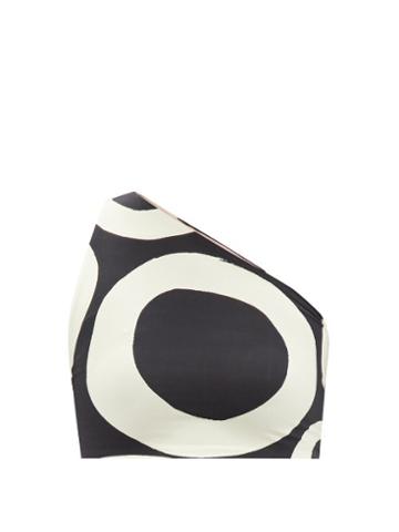 Cala De La Cruz - Tina One-shoulder Jersey Bikini Top - Womens - Black White
