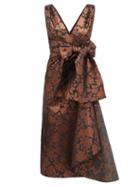 Matchesfashion.com Erdem - Rosalie Sash Waist Floral Brocade Tea Dress - Womens - Brown Multi