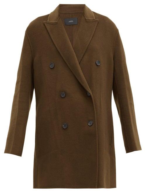 Matchesfashion.com Joseph - Clavel Felted Wool-blend Double-breasted Coat - Womens - Khaki
