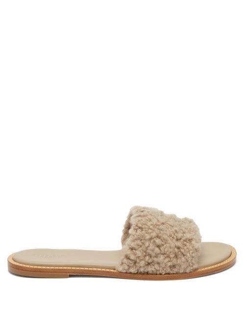 Matchesfashion.com Gabriela Hearst - Ballast Leather And Cashmere Boucl Slides - Womens - Beige