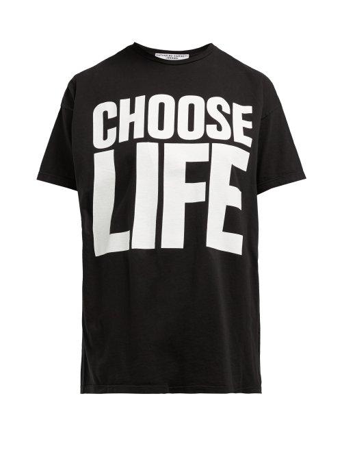 Matchesfashion.com Katharine Hamnett London - Choose Life Cotton Jersey T Shirt - Womens - Black White