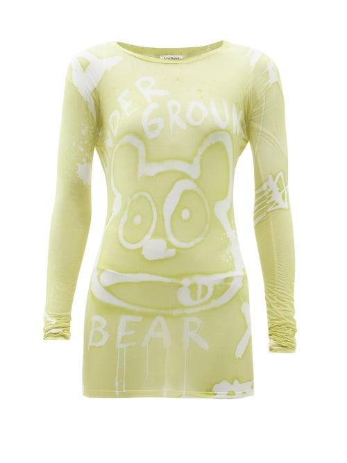 Matchesfashion.com Acne Studios - Graffiti-print Top - Womens - Light Yellow