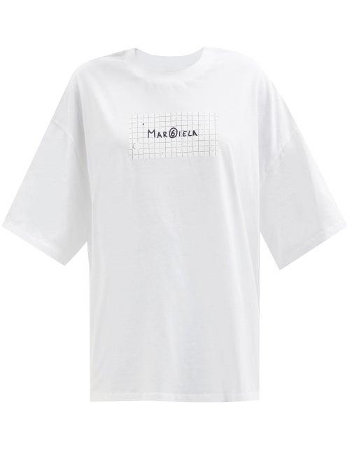 Mm6 Maison Margiela - Logo-print Cotton-jersey T-shirt - Womens - White