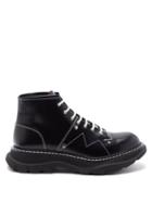 Matchesfashion.com Alexander Mcqueen - Tread Topstitched Leather Boots - Mens - Black