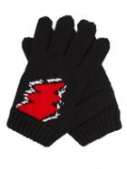 Matchesfashion.com Prada - Lightning Knitted Gloves - Mens - Black Red