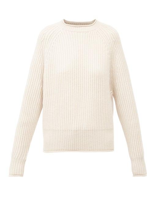 Matchesfashion.com Allude - Raglan-sleeve Ribbed-knit Cashmere Sweater - Womens - Beige