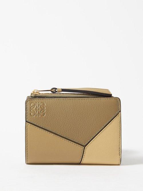 Loewe - Puzzle Leather Bi-fold Wallet - Womens - Beige Multi