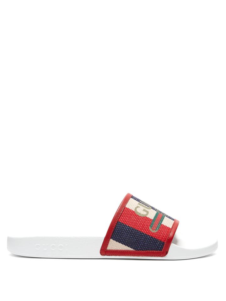 Gucci Baiadera-striped Rubber Slides
