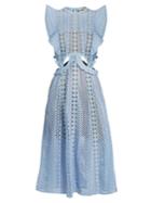 Self-portrait Ruffled Cut-out Broderie-anglaise Cotton Dress