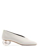 Matchesfashion.com Gray Matters - Egg Plexi Heel Leather Pumps - Womens - White