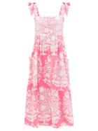 Ladies Beachwear Juliet Dunn - Floral-print Cotton-voile Midi Dress - Womens - Pink Print