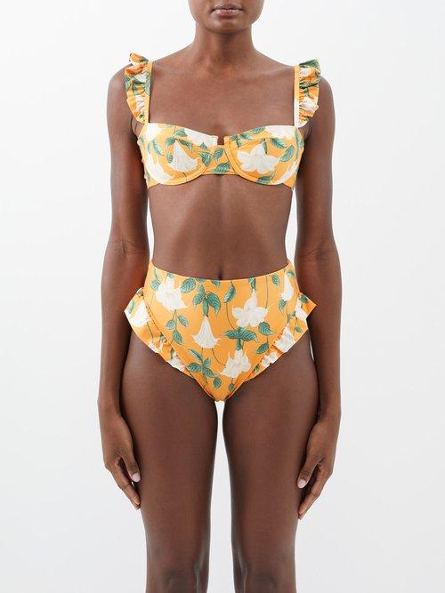 Agua By Agua Bendita - Kiwi Underwired Recycled Fibre-blend Bikini Top - Womens - Orange Print