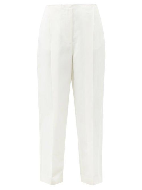 Ladies Rtw Totme - City Cropped Canvas Wide-leg Trousers - Womens - Ivory