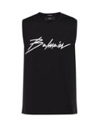 Matchesfashion.com Balmain - Logo Cotton Tank Top - Mens - Black White