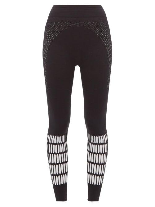 Matchesfashion.com Adidas By Stella Mccartney - Logo Print Cut Out Warp Knit Leggings - Womens - Black