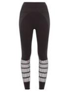 Matchesfashion.com Adidas By Stella Mccartney - Logo Print Cut Out Warp Knit Leggings - Womens - Black