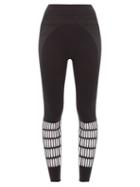 Matchesfashion.com Adidas By Stella Mccartney - Logo Print Cut Out Warp Knit Leggings - Womens - Black