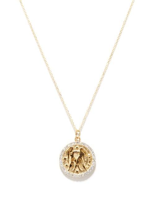 Matchesfashion.com Mateo - Gemini Large Diamond & 14kt Gold Zodiac Necklace - Womens - Yellow Gold