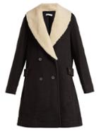 Matchesfashion.com Jw Anderson - Shearling Collar Wool Coat - Womens - Black