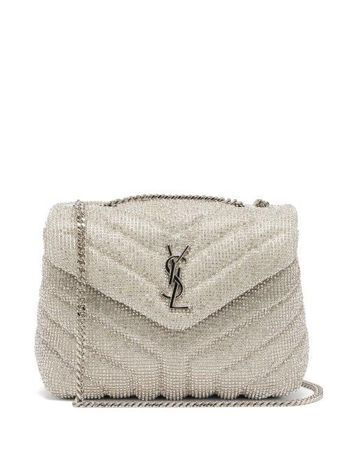 Matchesfashion.com Saint Laurent - Lou Crystal Chainmail Cross Body Bag - Womens - Clear
