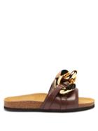 Matchesfashion.com Jw Anderson - Chain Leather Slides - Womens - Brown