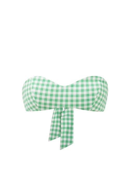 Cossie + Co - The Isla Gingham Bandeau Bikini Top - Womens - Green Print