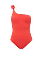 Matchesfashion.com Zimmermann - Zinnia Bow One-shoulder Swimsuit - Womens - Red