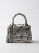 Balenciaga - Hourglass Xs Crystal-embellished Leather Bag - Womens - Silver