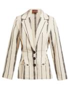 Matchesfashion.com Albus Lumen - Safi Striped Single Breasted Blazer - Womens - Nude