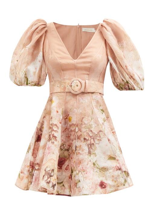 Zimmermann - Dancer Floral Silk-blend Mini Dress - Womens - Blush Multi