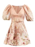 Zimmermann - Dancer Floral Silk-blend Mini Dress - Womens - Blush Multi