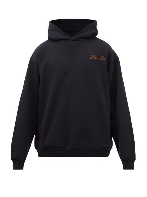 Marni - Oversized Flower-print Jersey Hooded Sweatshirt - Mens - Black