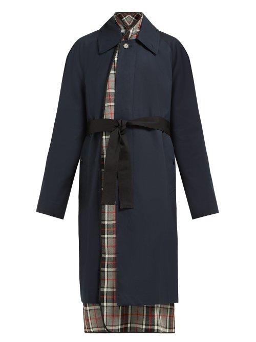 Matchesfashion.com Balenciaga - Layered Cotton Twill Trench Coat - Womens - Navy Multi