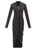 Rick Owens - Wrap-front Ruched Crepe Dress - Womens - Black