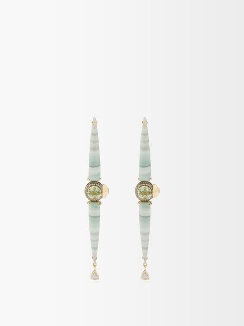Daniela Villegas - Pegasus Diamond, Tourmaline & 18kt Gold Earrings - Womens - Blue Multi