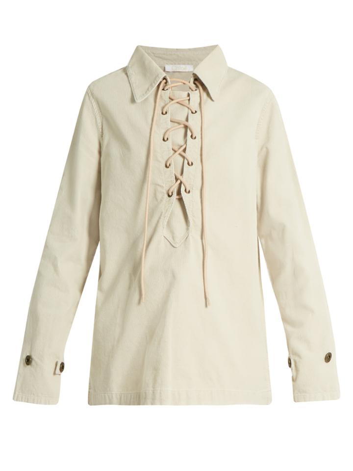 Chloé Lace-up Corduroy Shirt