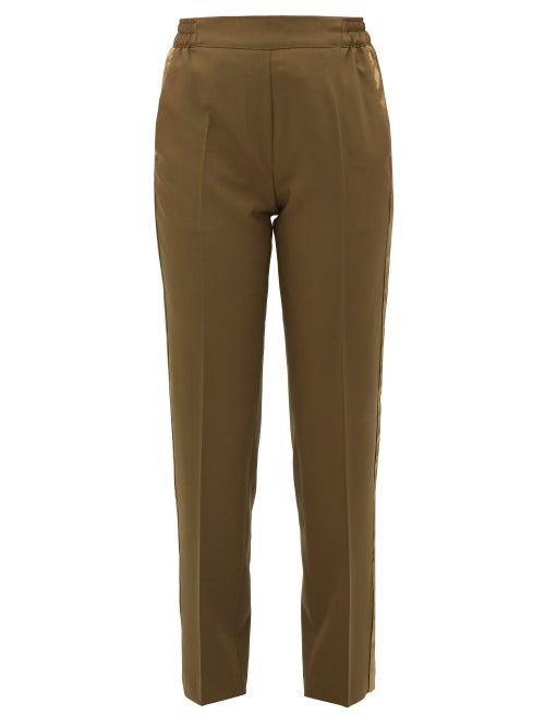 Matchesfashion.com Etro - Striped Wool Blend Straight Leg Trousers - Womens - Green