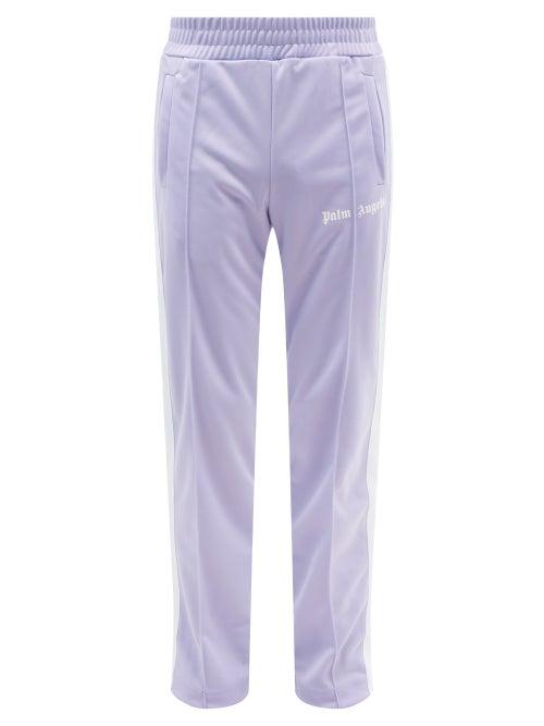 Palm Angels - Logo-print Stripe Jersey Track Pants - Mens - Purple