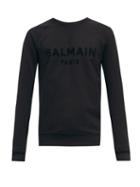 Mens Rtw Balmain - Flocked-logo Cotton-jersey Sweatshirt - Mens - Black