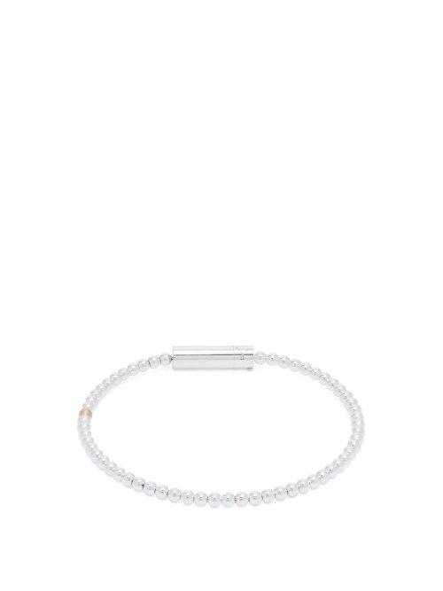 Matchesfashion.com Le Gramme - Le 11 Beaded Sterling Silver Bracelet - Mens - Silver Gold