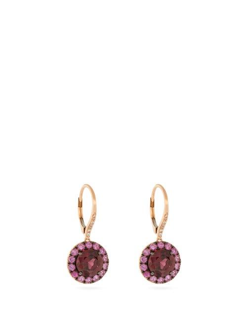 Matchesfashion.com Rosa De La Cruz - Garnet, Pink Sapphire & 18kt Rose Gold Earrings - Womens - Pink Multi