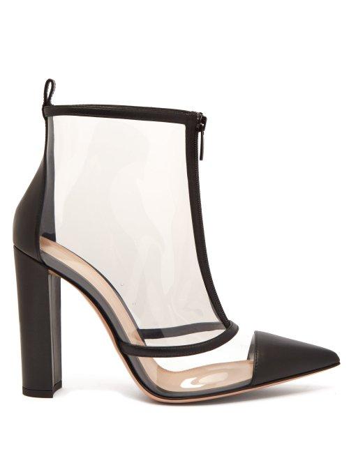 Matchesfashion.com Gianvito Rossi - Watson 105 Plexi Panelled Leather Boots - Womens - Black