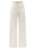 Matchesfashion.com Zimmermann - Luminous Wide-leg Linen-blend Twill Trousers - Womens - Ivory