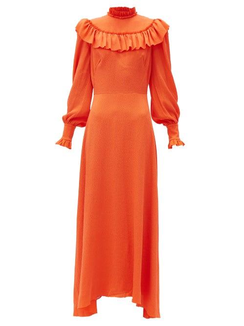 Matchesfashion.com The Vampire's Wife - The Firefly Ruffled Silk-blend Dress - Womens - Orange