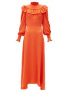 Matchesfashion.com The Vampire's Wife - The Firefly Ruffled Silk-blend Dress - Womens - Orange
